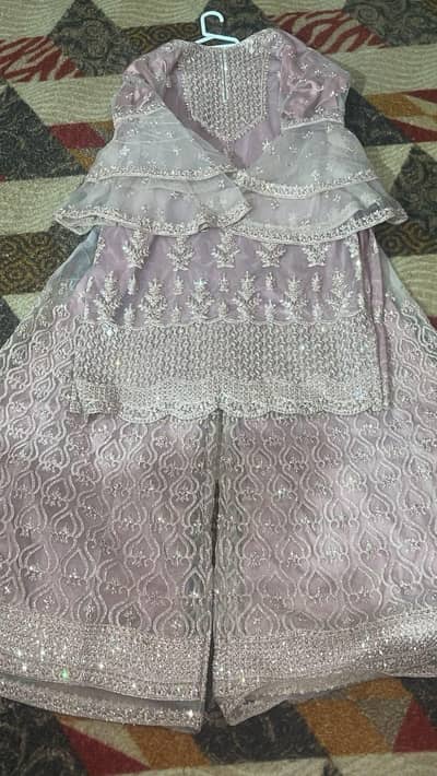 Luxury Mauve Embroidered 3 Piece Suit | Party Wear