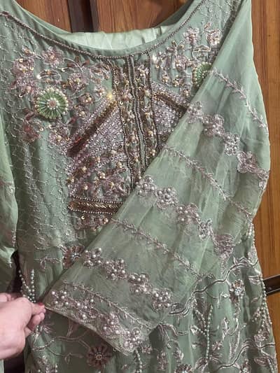 Boutique Luxury Sage Green 3 Piece Suit | Heavy Embroidered