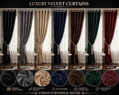 Velvet Curtain Single Panel 8x4 ft | Modern Home Decor