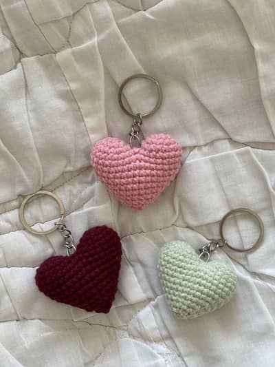 Handmade Crochet Heart Keychain | Cute Gift | Custom Colors