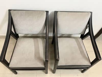 2 Wooden Armchairs with Cushion Urgent Sale Lahore