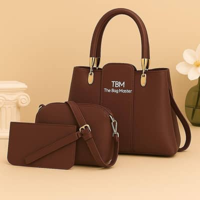3 Pcs Women's Luxury Handbag Set – Premium PU Leather Shoulder Bag.