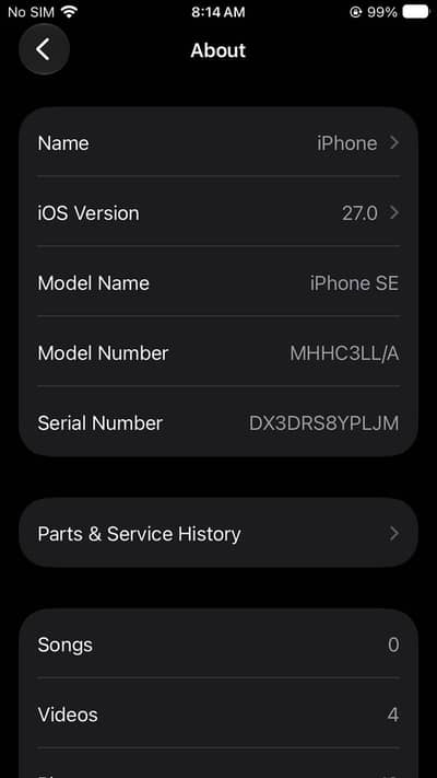 Apple iPhone SE jv 27 update