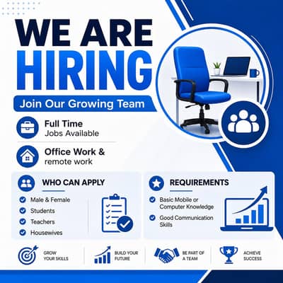 we are hiring staff male and female or office and online work