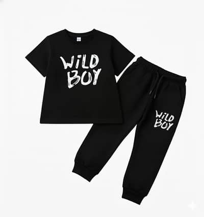 WILD BOY 2-Piece Black Tracksuit for Kids 11-12 Years