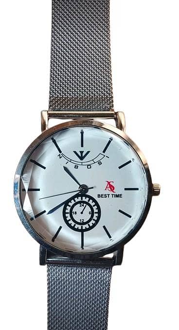 Best Time Men's Silver Mesh Watch - White Dial