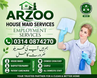 Maids | House Maids | Cook | House chef | Baby Sitter maid available