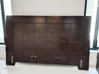 Wooden bed with metress ,side tables and wooden cupboard