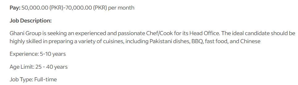 Experienced Chef