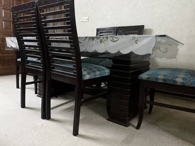 Dining table with six chairs