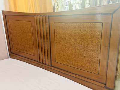 ⁠King Size Light Brown Bed with Mattress - Excellent State (Al-Haram)⁠