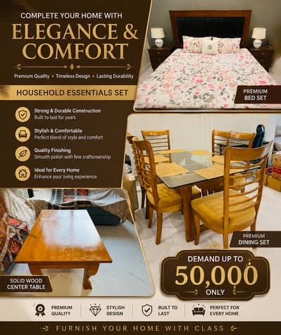 Home Furniture / KIng Size Bed set / 6 Seater Dinning Table