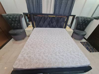 Totally new bed set with side table and 2 sofa