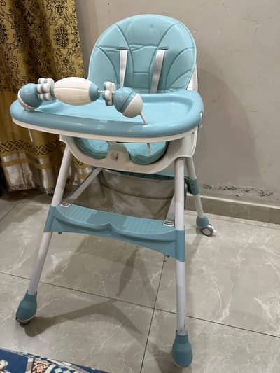 Adjustable Baby High Chair with Tray & Wheels – Excellent Condition