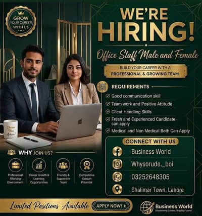 Shape Your Future With a rewarding Career. Now hiring :male and females