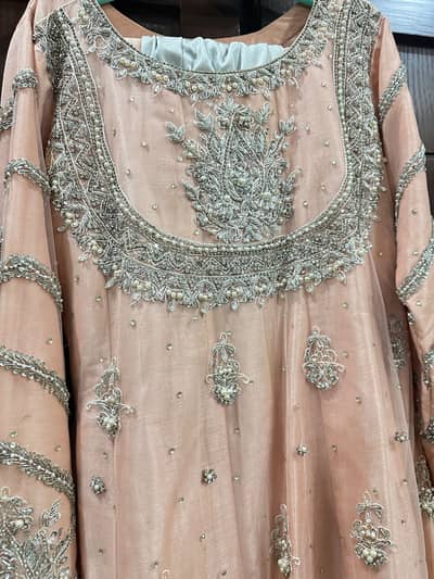 Heavy Embroidered Peach Formal Dress