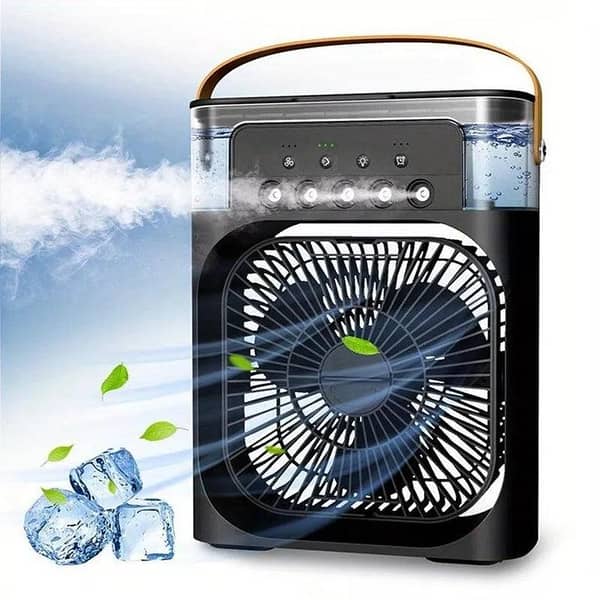 Portable Mini Air Cooler Fan – 3-Speed Mist Fan with LED & Timer