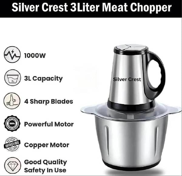 Silver Crest 3L Electric Chopper – 1000W Powerful Motor