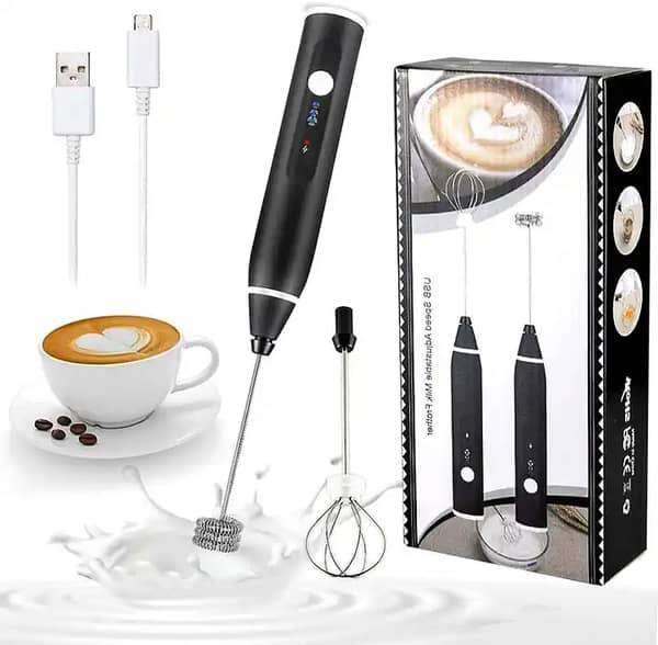 2-in-1 Rechargeable Coffee Beater & Frother | USB Electric Milk Foam Maker