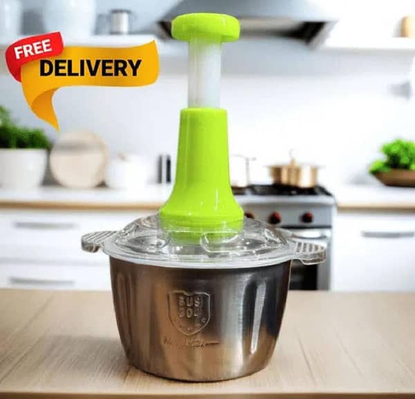 2L Stainless Steel Manual Food Chopper | Heavy Duty Vegetable & Meat Cutter