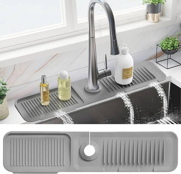 Silicone Faucet Splash Guard Mat – Kitchen Sink Draining Pad