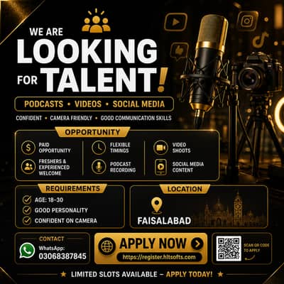 Looking for Creative Talent for Podcasts, Video Shoots & Social Media