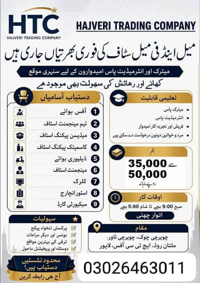 WE ARE HIRING MALE AND FEMALE STAFF FOR OFFICE WORK AVAILABLE
