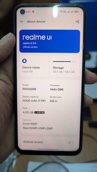 Realme Narzo 50 4+4/64 PTA approved exchange possible