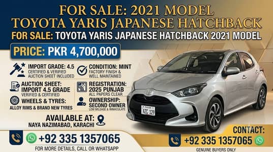 TOYOTA YARIS JAPANESE HATCHBACK 2021 MODEL IN MINT CONDITION