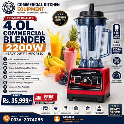 4.0L Commercial Blender | 2200W Heavy Duty Juicer Blender | Imported