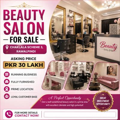 Ladies Beauty Salon for Sale Chaklala Scheme 3, NOT Building only Running Business