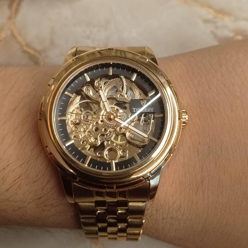 Timekey Skeleton automatic watch (replica)gold 3