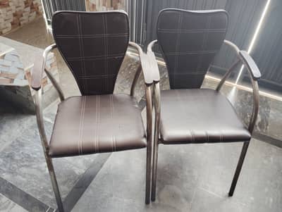 Pair of 5 Steel Frame Executive Chairs (Dark Brown Poshish)