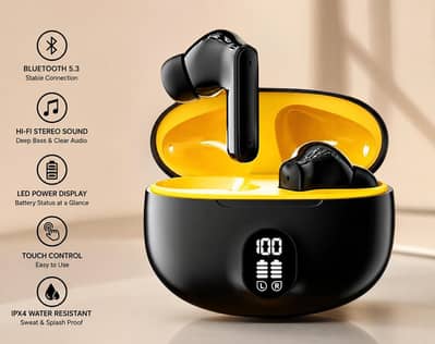 Stereo Earbuds LED charging display