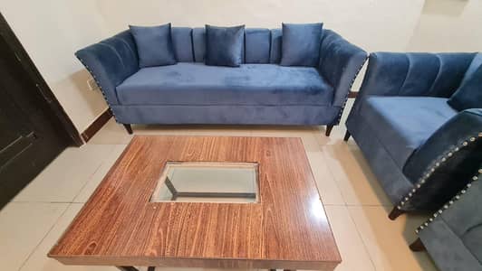 5 seater sofa set  3+1+1 Greyish blue colour  70k Centre table _8k