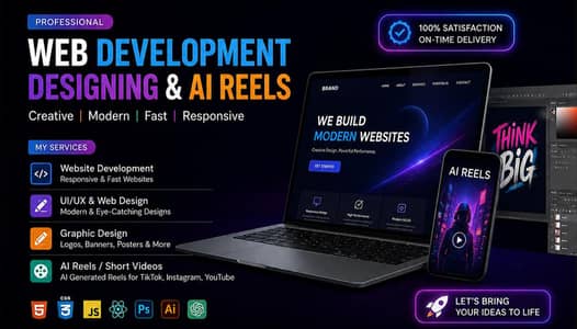 web development, Graphic designer, Ai reels etc