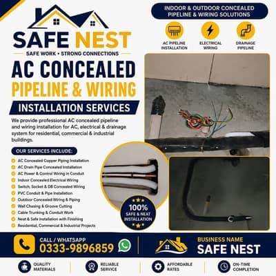 Complete AC Concealed Pipeline, Wiring & Drainage Services