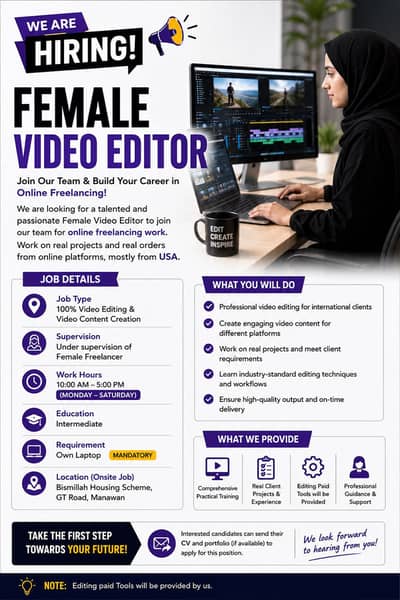 Female Video Editor Intern Required