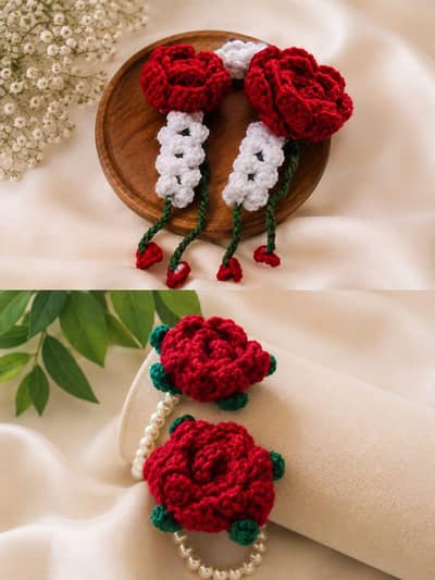 Handmade Crochet Winter Set, Unisex Gloves, Bags & Bottle covers,