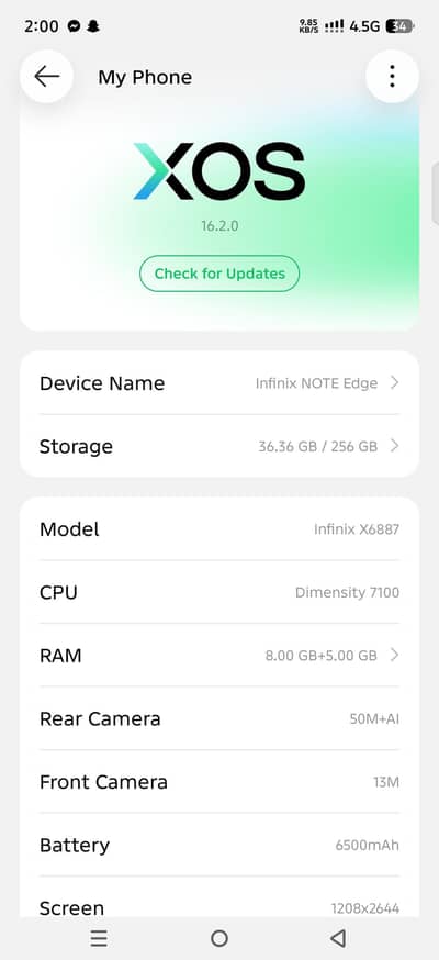 Infinix Note edge 5g full box