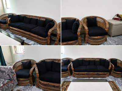 wooden cane sofa set