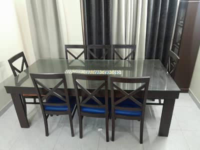 8 Seater Dining Table with Table Glass