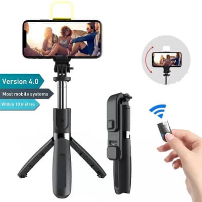 Foldable Selfie Stick With LED Light & Bluetooth Remote