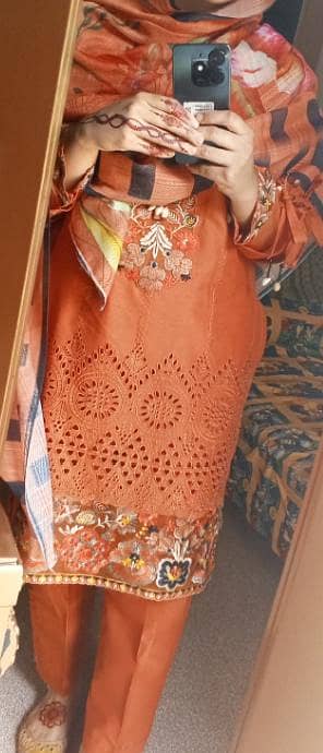 Rust 3 piece lawn outfit