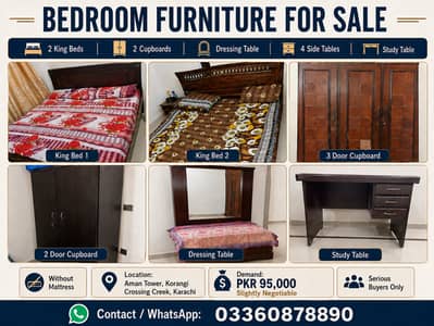 Complete Bedroom Set | 2 King Beds, Cupboards, Dressing & Table