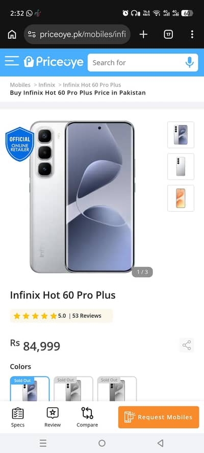 Infinix hot 60 pro plus use like new not even single Sacratches