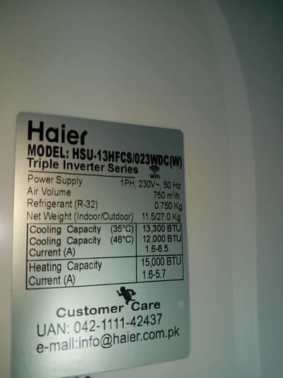1ton Haier DC inverter