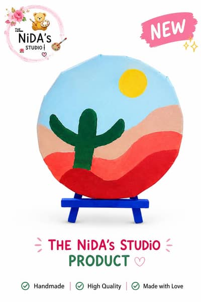 Handmade Desert Cactus Painting | THE NIDA'S STUDIO