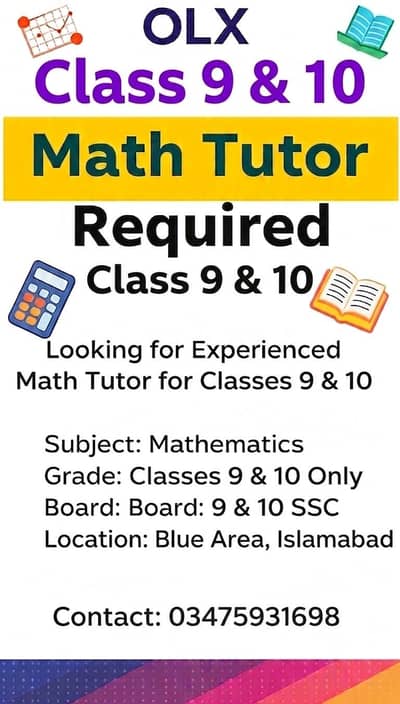 TUTOR REQUIRED OR CLASS  9 10 MATHS