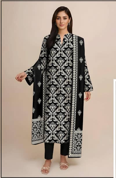3 piece . printed lawn shirt. printed lawn dupatta. . dyed trouser